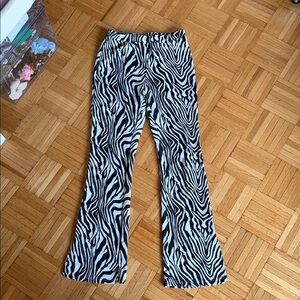 Black & White Zebra Print Boot Cut Pants